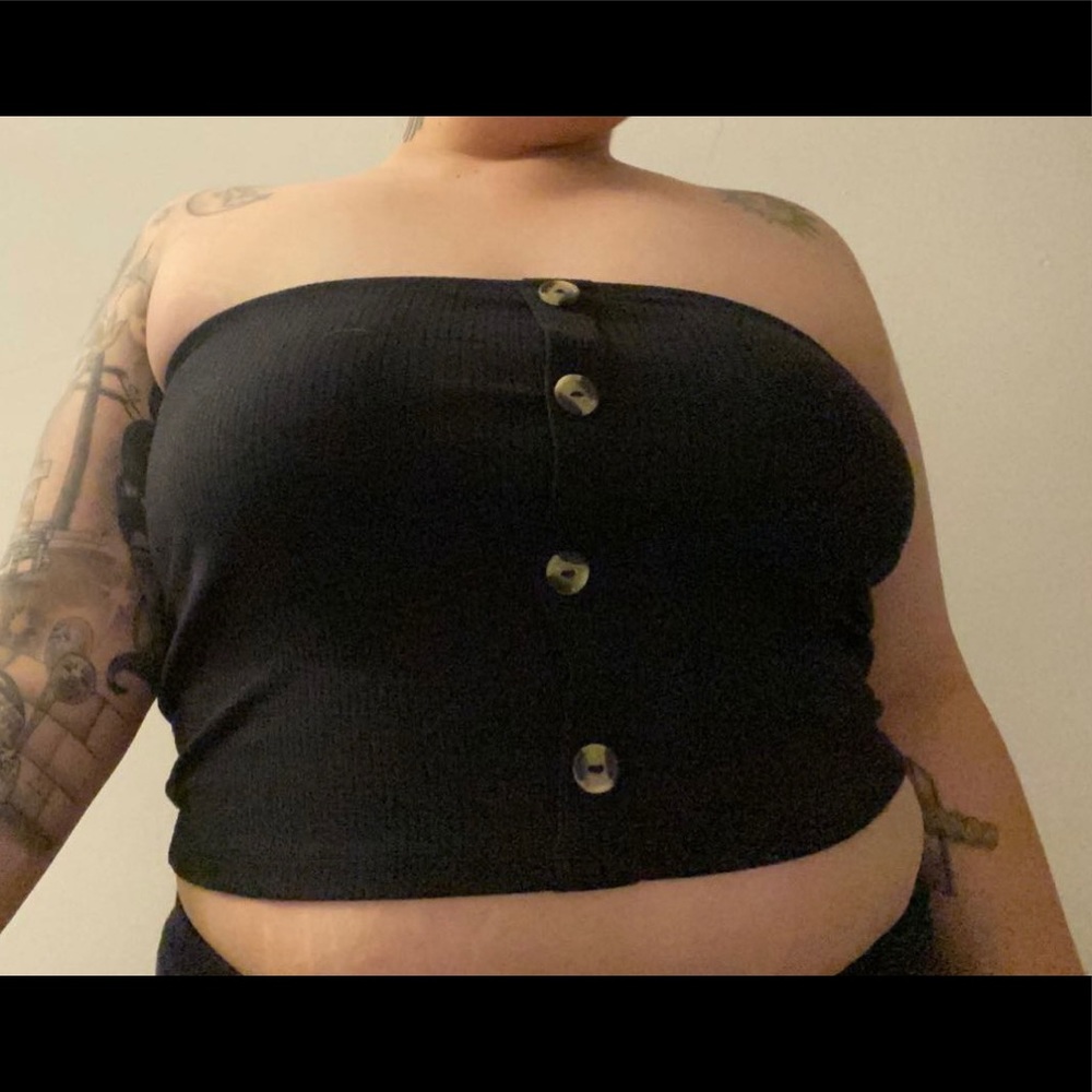 One set of ribbed tube tops for summer!! (BLACK AND ORNAGE)